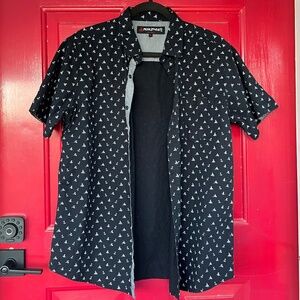 Monument Men's Large Black Shirt Nautical Anchor Ship Design Short Sleeve Casual